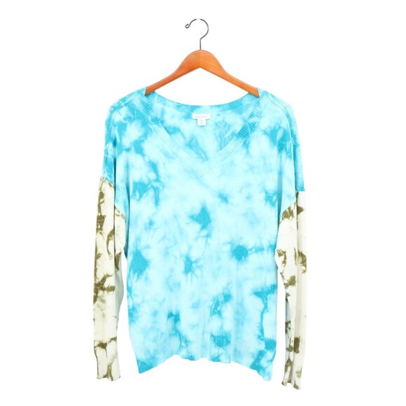 Sundance Tie Dye Summer Skies Pullover V-Neck Sweater Blue M - Picture 2 of 5